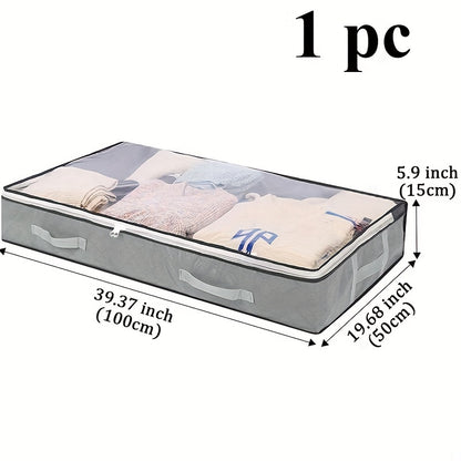 Under-Bed Storage Box with Flip-Top Lid - Durable Non-Woven Fabric Organizer for Blankets, Clothes & Bedding | Multi-Purpose Space-Saving Design, Dust-Resistant Contemporary Bedside Storage Solution, Bedroom Organizers And St