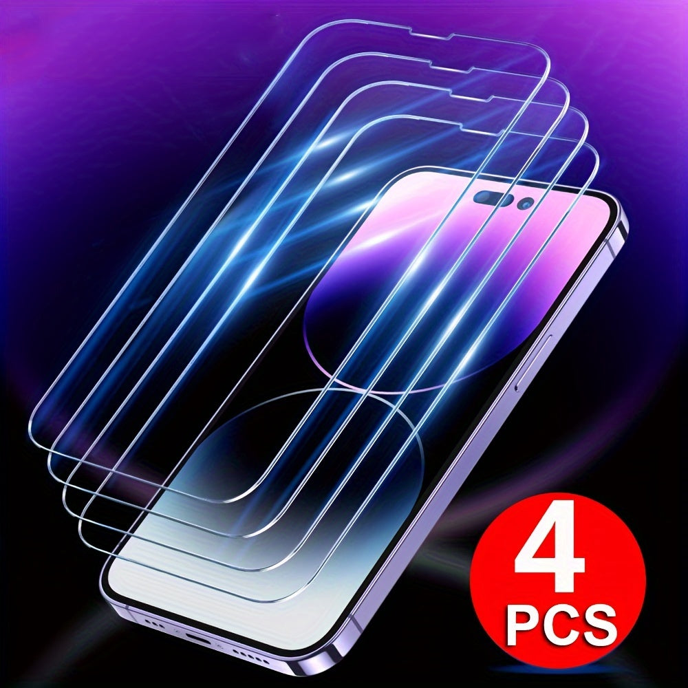 [4pcs HD Tempered Glass] 4pcs HD Tempered Glass Screen Protection for iPhone 11 12 13 14 15 16 17 Pro 13 14 15 16 17 Pro Max 17 Air 16e 14 15 16 Plus Protective Glass Film