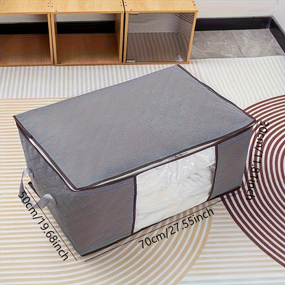 [Large Storage Bag] Large Non-Woven Fabric Clothes Storage Organizer Bag | Clear View Window & Secure Zipper Closure | Multi-Purpose Garment Protector for Blankets, Comforters, Seasonal Clothing Storage, Under-Bed Storage