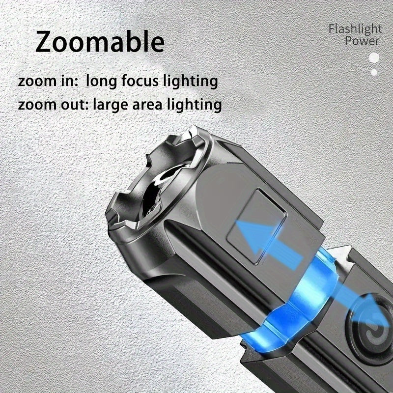 [Powerful Zoomable] Powerful Zoomable Flashlight | 1pc Outdoor Multi-functional Portable Home Small Telescopic Zoom Light