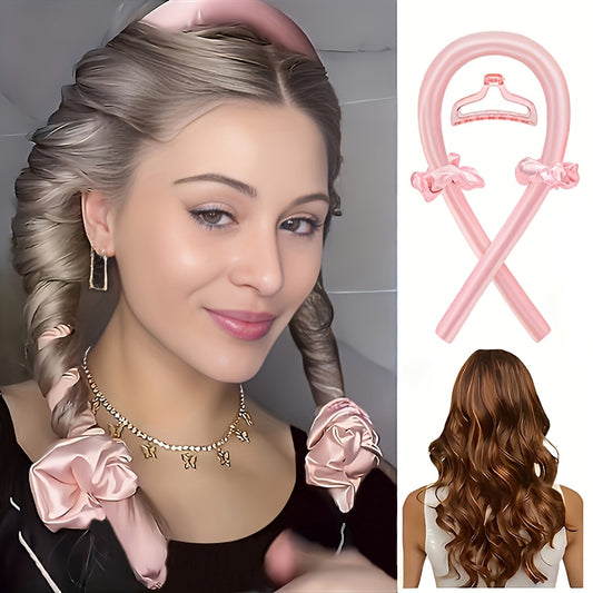 Minimalist Fabric Hair Curler with Bow Detail - Solid Color, Single Piece, Ideal for Christmas Festival Hairstyling Accessory, Christmas Hair Styling Tool|Elegant Accessory|Fabric Constructio