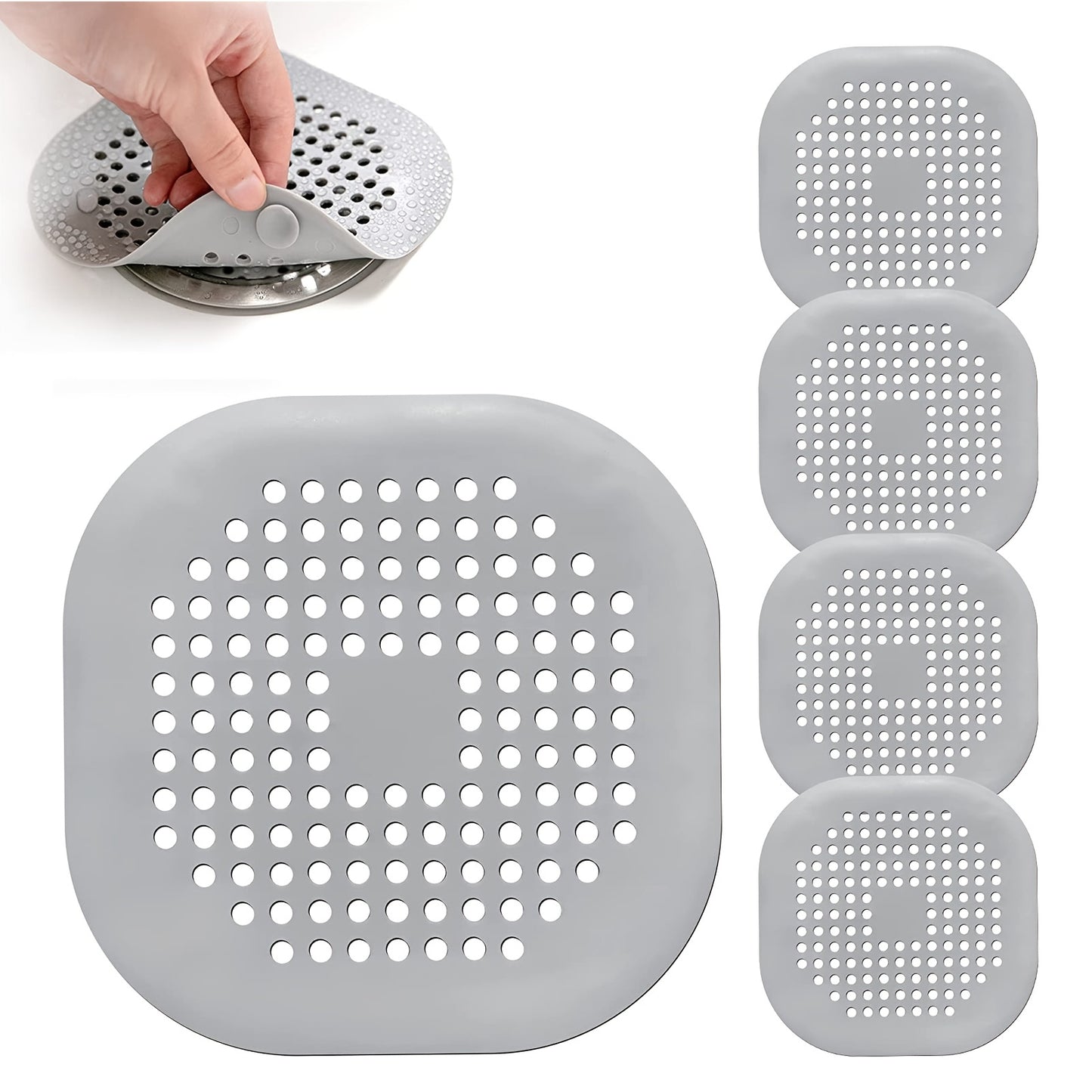 5pcs/3pcs/1pc Silicone Hair Filter | Bathtub and Shower Floor Drain Plug, Kitchen Deodorant Plug, Anti-Clogging Sink Filter