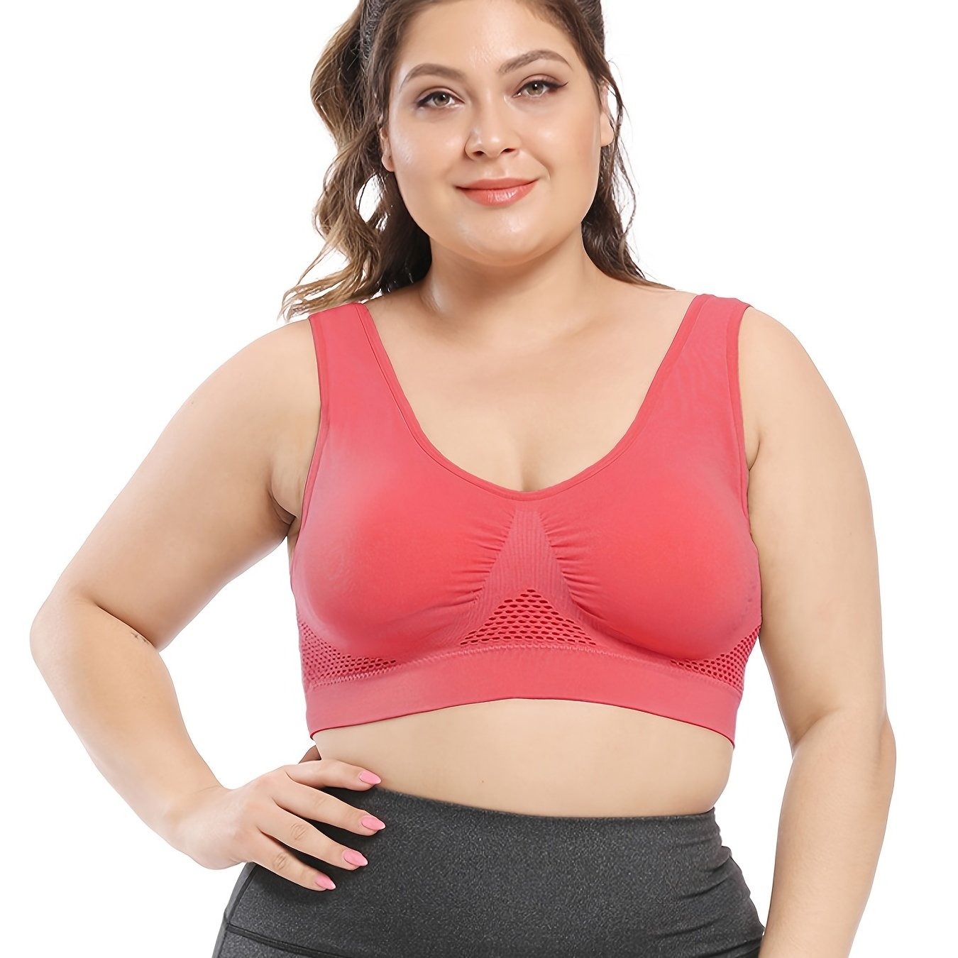 Plus Size Sports Bras for Women Seamless Bra with Pads Big Size Bralette Push Up Brassiere Bra Vest