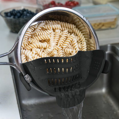 1pc Clip On Strainer for All Pots and Pans | Plastic Pasta Strainer Clip on Food Strainer for Meat Vegetables Fruit Kitchen Colander by ABERZEY
