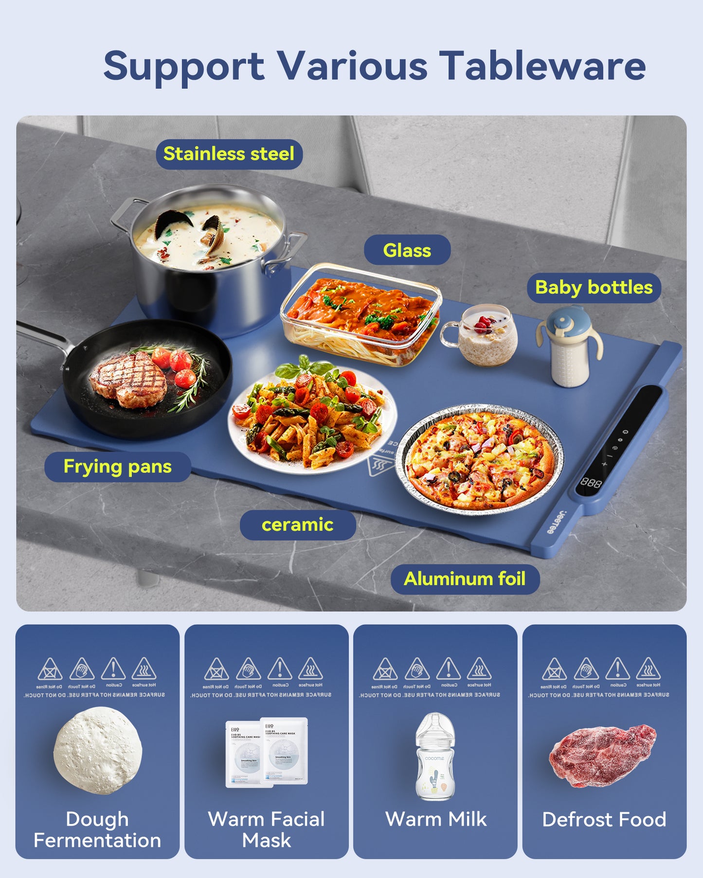 Silicone Food Heating Pad, Kitchen Dining Table Heating Pad, Heating Pad With 10 Temperature Settings, Foldable And Rollable Soft Table Pad, Buffet Party And Daily Household Electric Heating