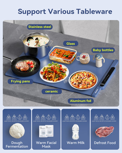 Silicone Food Heating Pad, Kitchen Dining Table Heating Pad, Heating Pad With 10 Temperature Settings, Foldable And Rollable Soft Table Pad, Buffet Party And Daily Household Electric Heating