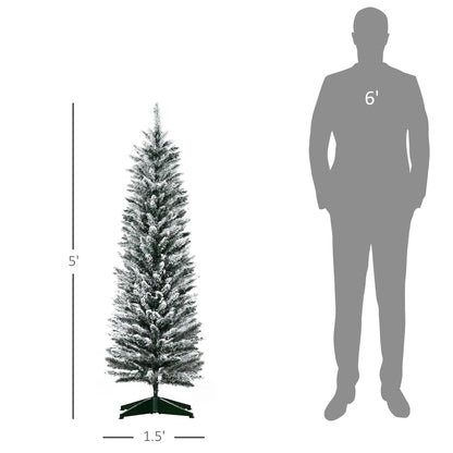 5' Snow Flocked Artificial Pencil Christmas Tree