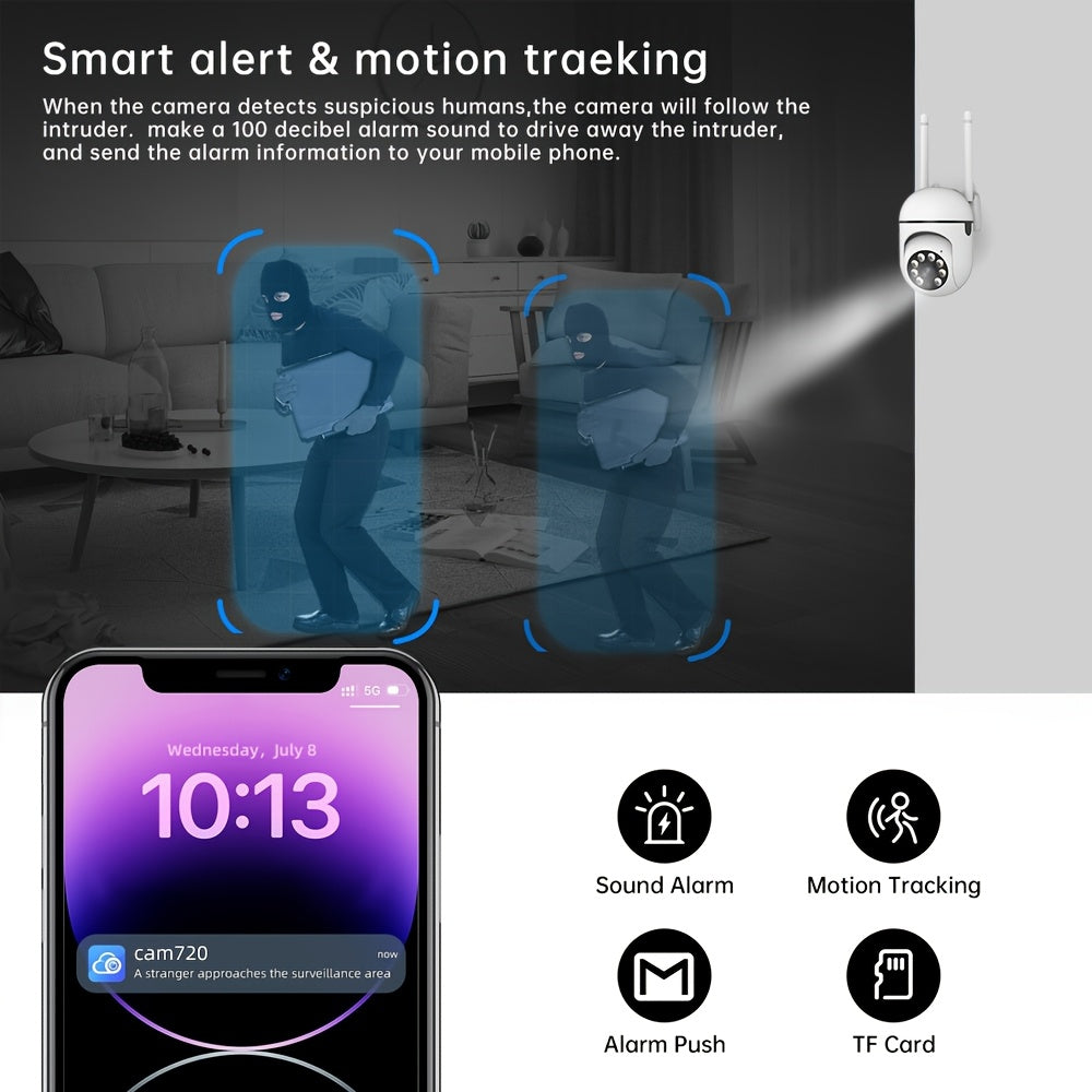 1pc Jooan Wifi Camera | 1080P Full Hd, Night Vision, 2-Way Audio, Ptz Technology, Led Lights, Cloud Storage Support, 2.4G Wi-Fi, Suitable for Indoor And Outdoor Use, Home And Office Security Camera