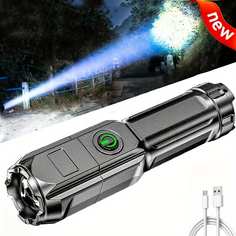 ANYICE 1pc 400Mah/800Mah Ultra Bright Zoomable Torch, Compact, Rechargeable Long Range IPX4 Durable LED Flashlight, Adjustable Zoom Light for Outdoor And Home Use