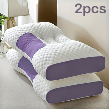 Purchase One And Receive Another at No Cost, Two Soft Woven Neck Massage Pillows for Couples - Featuring Adjustable Ergonomic, High-Quality Pillow Core, And a Removable Pillowcase for Enhanced Sleeping Comfort.