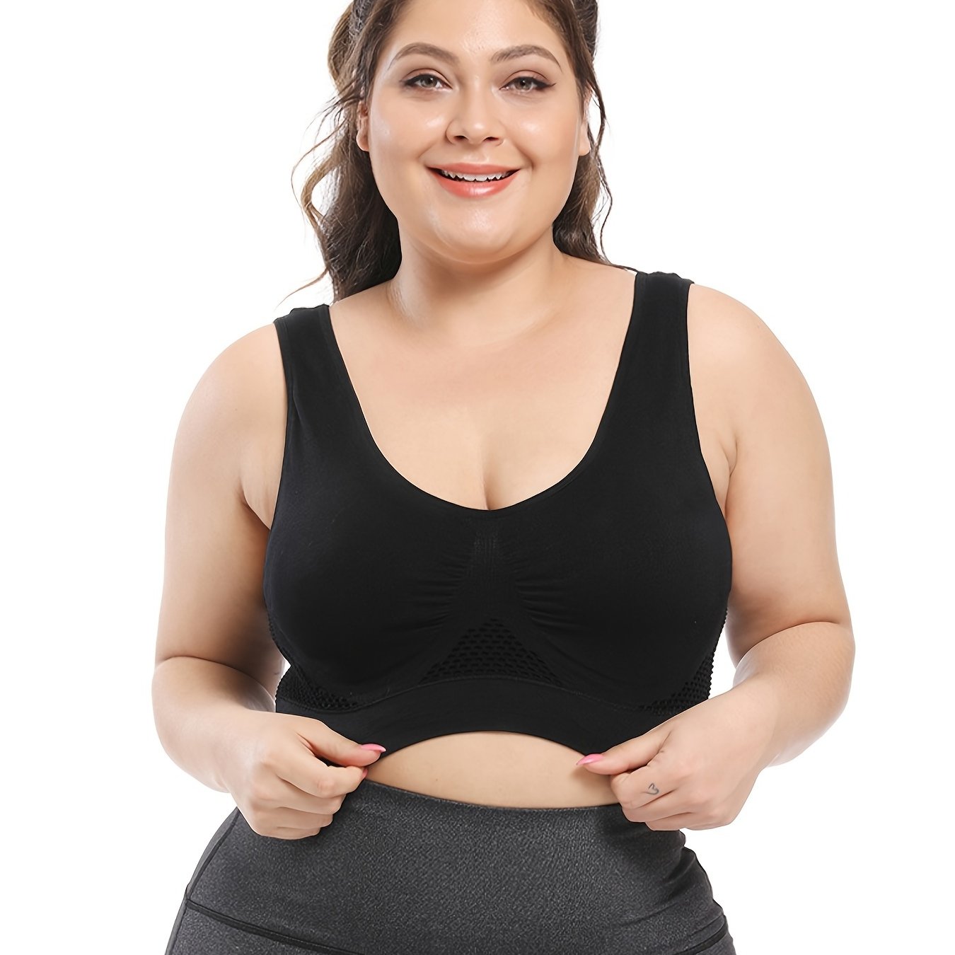 Plus Size Sports Bras for Women Seamless Bra with Pads Big Size Bralette Push Up Brassiere Bra Vest