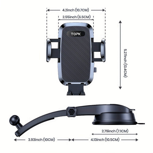 [Upgraded Phone Holder] Upgraded Handsfree Car Phone Holder Mount | Phone Holder for Car Dashboard | Compatible with iPhone Android