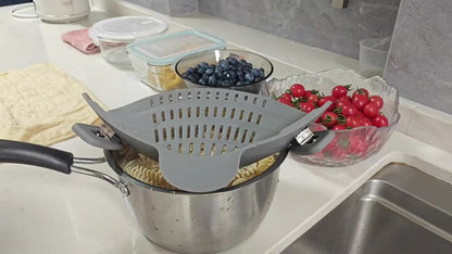 1pc Clip On Strainer for All Pots and Pans | Plastic Pasta Strainer Clip on Food Strainer for Meat Vegetables Fruit Kitchen Colander by ABERZEY