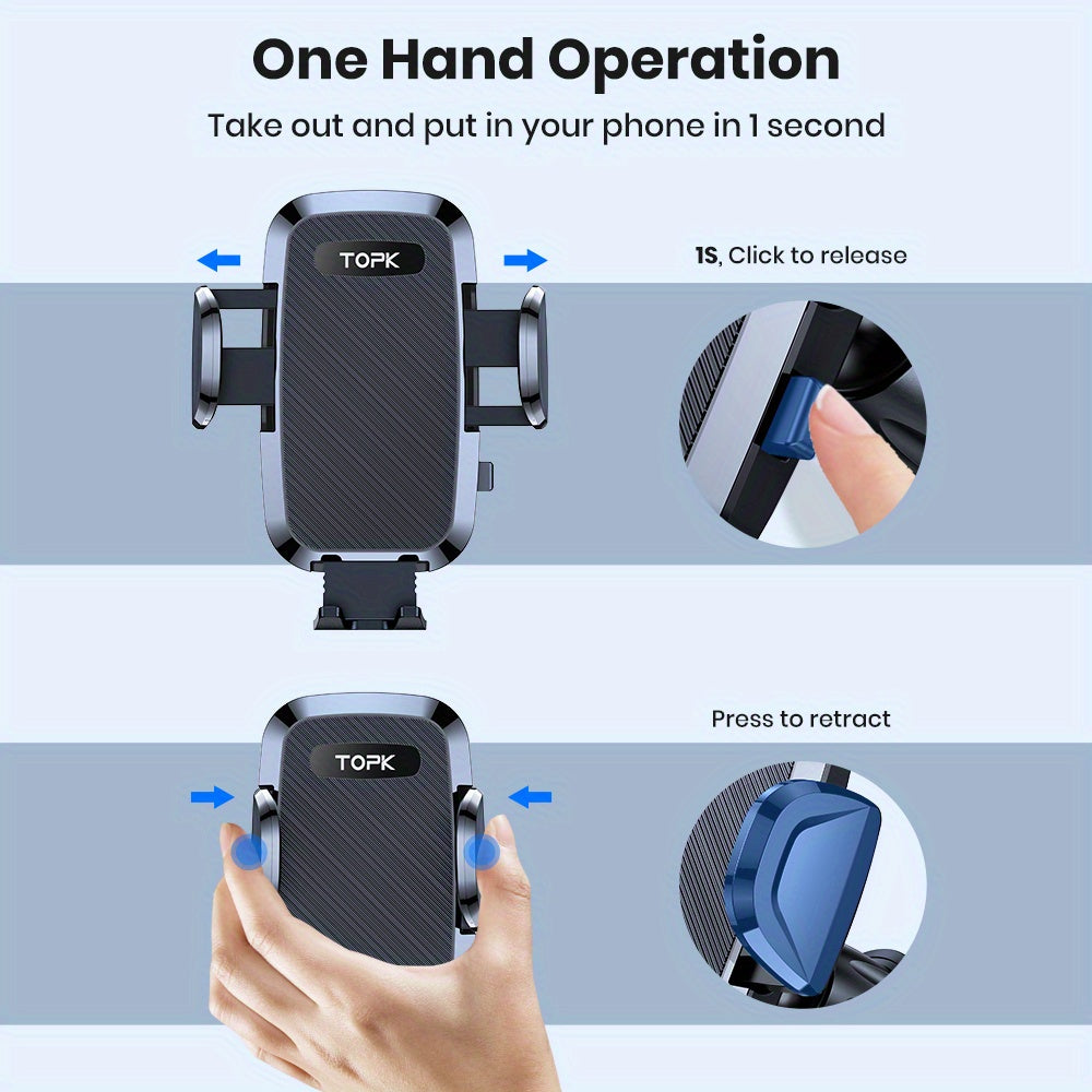 [Upgraded Phone Holder] Upgraded Handsfree Car Phone Holder Mount | Phone Holder for Car Dashboard | Compatible with iPhone Android