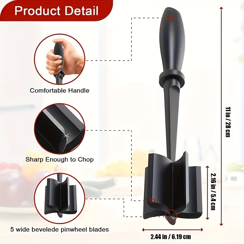 [1pc ABERZEY Meat Chopper] ABERZEY 1pc Heat Resistant Plastic Meat Chopper | Manual Hamburger Meat Shredder, Beef Grinder for Crafting Burgers, Turkey & More | No Electricity Needed