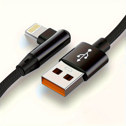 [Fast L-Shaped USB Cable] Fast Charging L-Shaped USB Cable for iPhone 14, 13, 12, 11, X, 8, 7, 7 Plus, 6, 6S, 5 and iPad