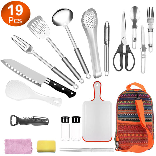 19Pcs Camping Cooking Utensil Kit