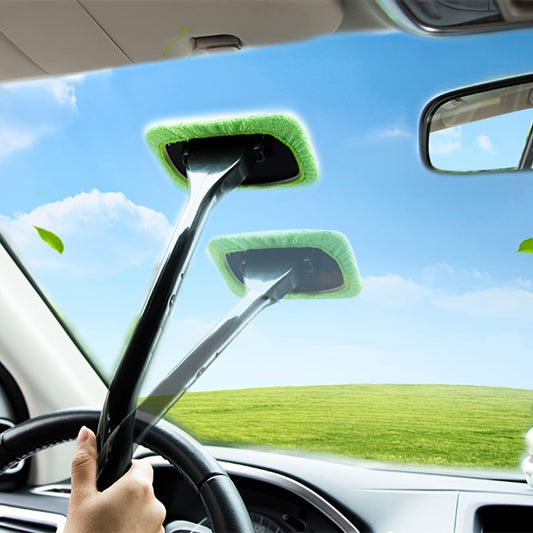 Windshield Cleaning Brush Kit • Long Handle Interior Car Glass Wiper • Plastic Material