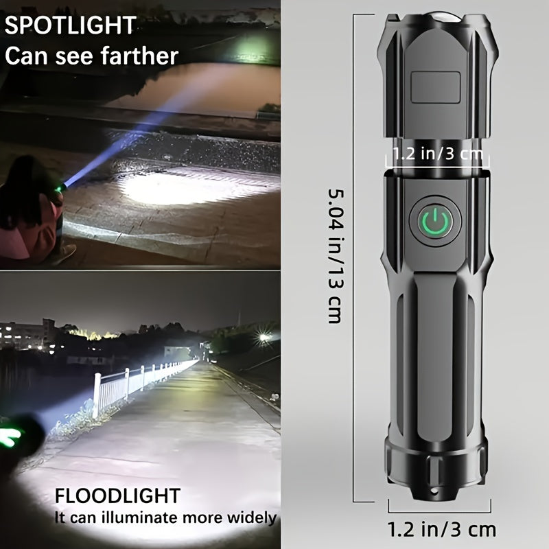ANYICE 1pc 400Mah/800Mah Ultra Bright Zoomable Torch, Compact, Rechargeable Long Range IPX4 Durable LED Flashlight, Adjustable Zoom Light for Outdoor And Home Use