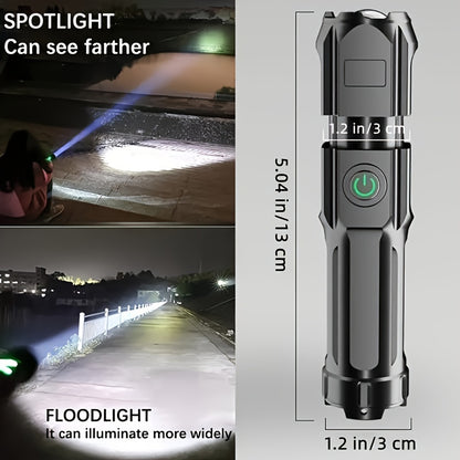 ANYICE 1pc 400Mah/800Mah Ultra Bright Zoomable Torch, Compact, Rechargeable Long Range IPX4 Durable LED Flashlight, Adjustable Zoom Light for Outdoor And Home Use