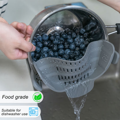 1pc Clip On Strainer for All Pots and Pans | Plastic Pasta Strainer Clip on Food Strainer for Meat Vegetables Fruit Kitchen Colander by ABERZEY