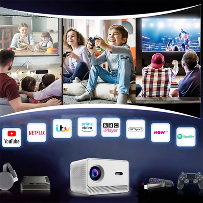 Smart Projector, Support 4K Decoding,  Android 13, T950S Quad-Core, 2 Plus 16GB Memory, Dual-Band WiFi, Home Office Projector