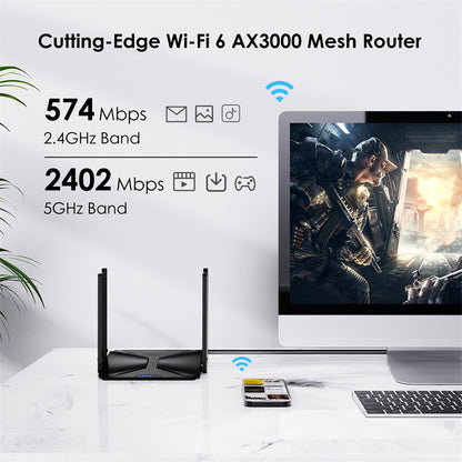 AX3000 Dual-Band Gigabit Mesh Wireless Wi-Fi 6 Router With 5dBi High-Gain Four-Antenna Design