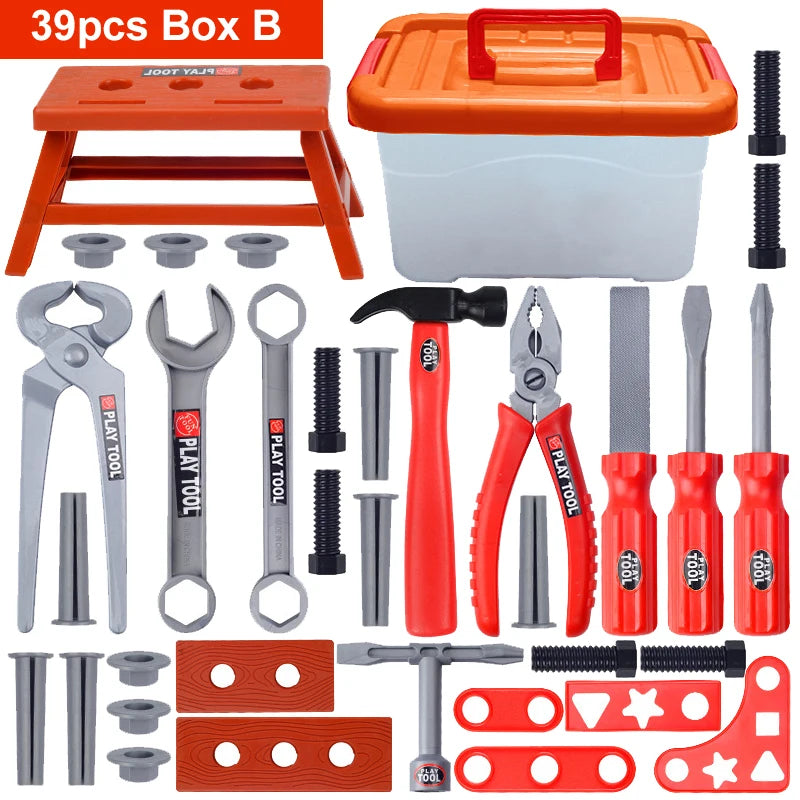 Children's Tool Set with Electric Toy Drill Kids Power Construction Toy Pretend Play Toy Tools Kit for Toddler Boys Girls Child