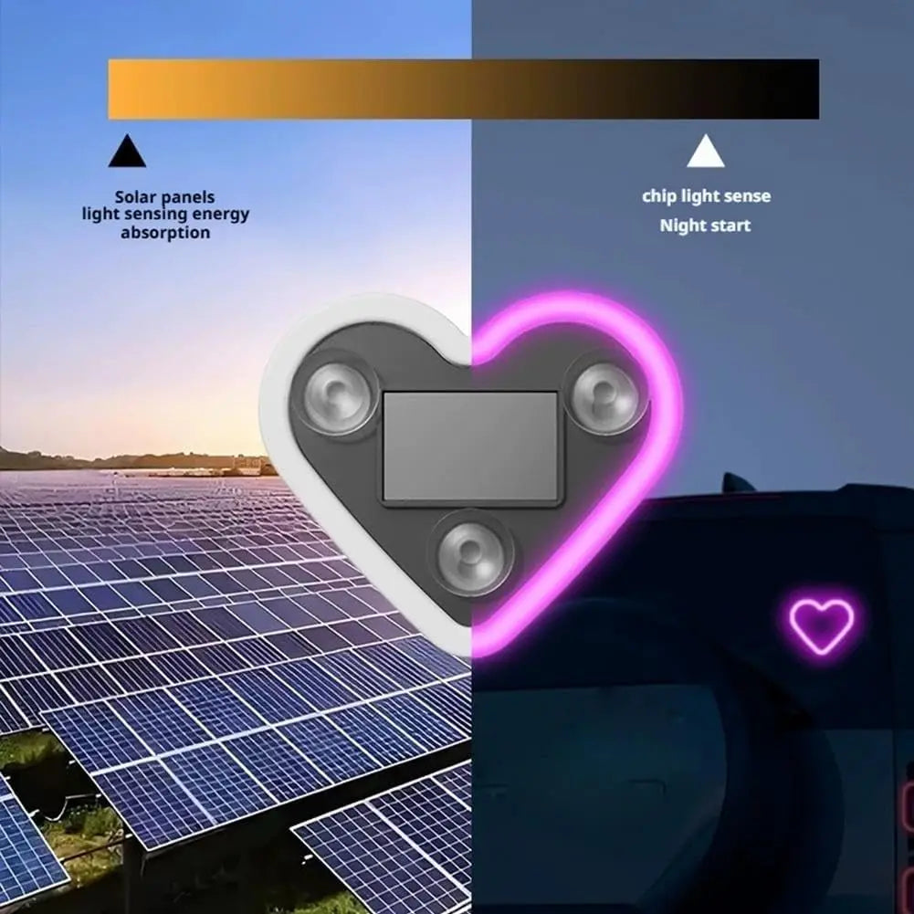 Heart Shape LED Light Solar-Powered Accent Ambient USB Charge Valentines Day Christmas New Year Gift Idea Car Interior Decor