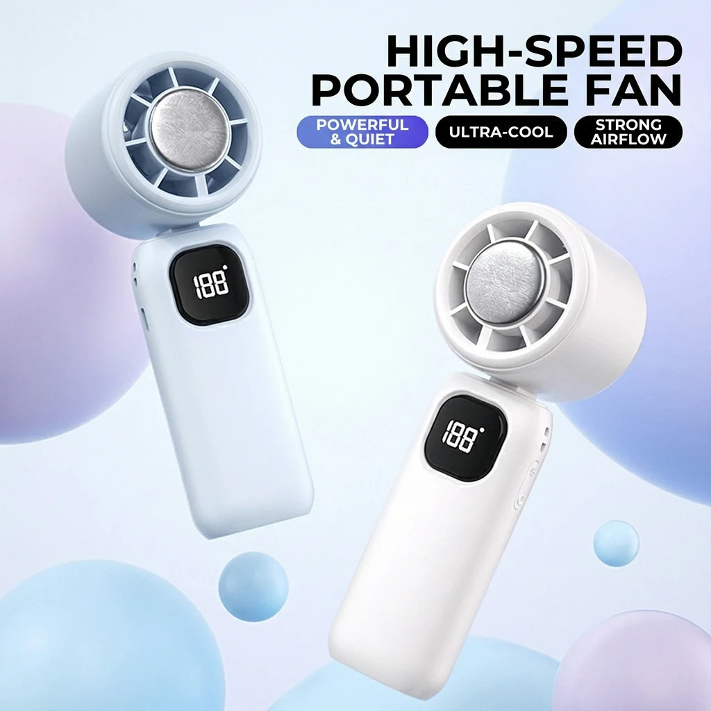 Ice Compress Cooling Fan 100 Gear Stepless Speed Foldable Portable Fan Type-C Fast Charge Metal Ice Plate Fan For Summer