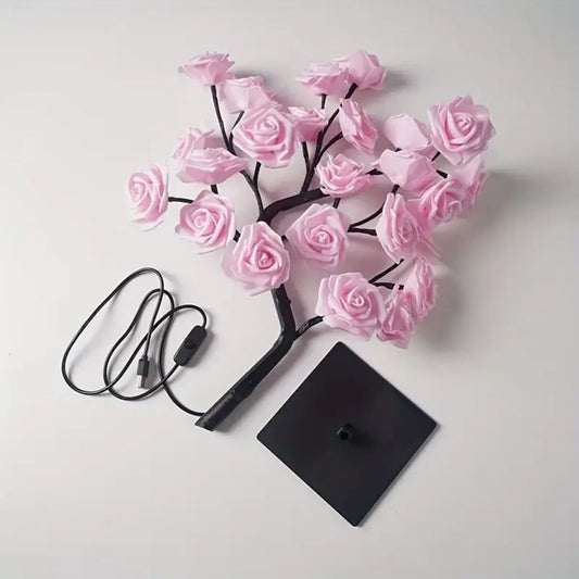 Rose Tree Lamp, Flower Lamp For Valentine's Day Wedding Decor, DIY Branches Night Lights Tree Fairy Lamp For Bedroom Home Decor
