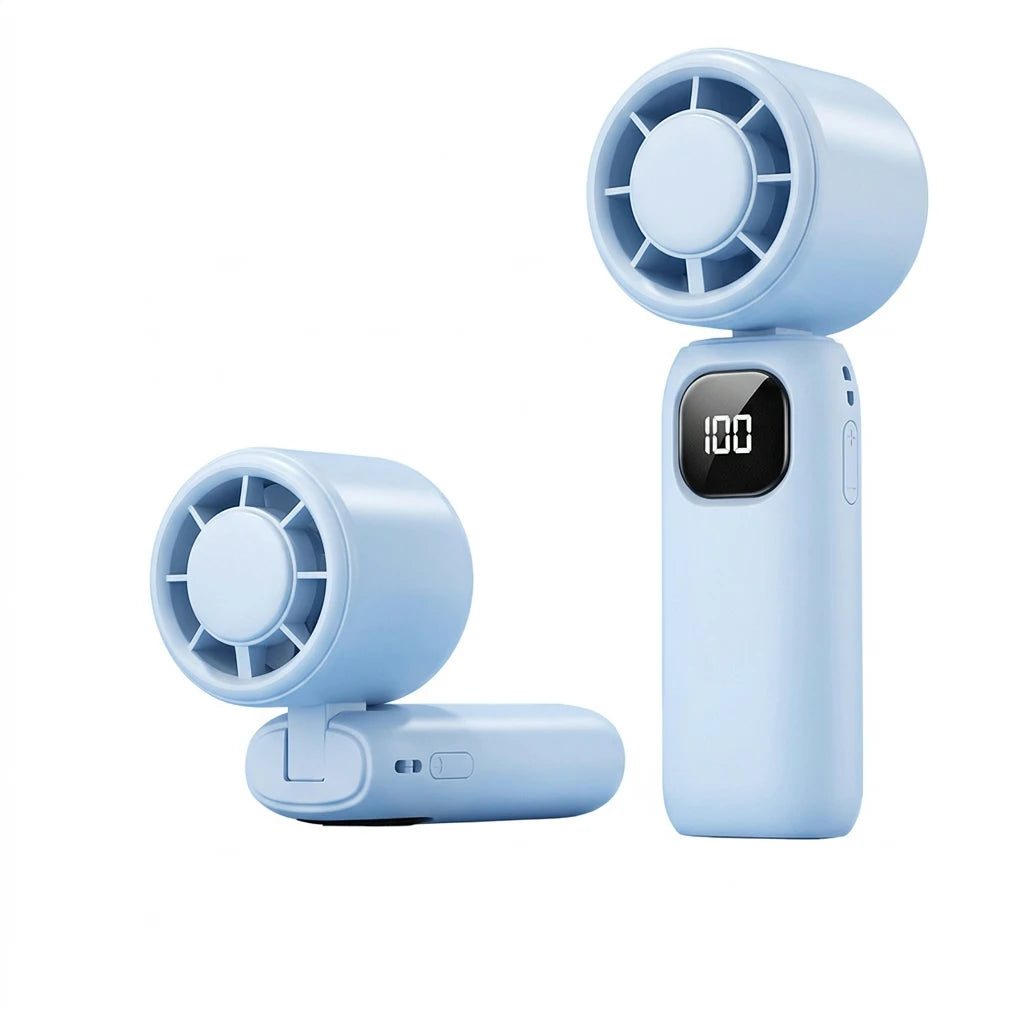 Ice Compress Cooling Fan 100 Gear Stepless Speed Foldable Portable Fan Type-C Fast Charge Metal Ice Plate Fan For Summer