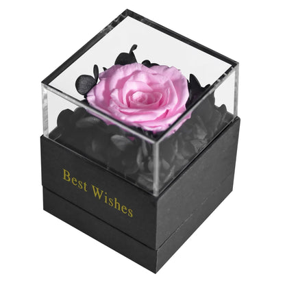 Eternal Rose Preserved Flower Proposal Jewelry Box Earrings Necklace Storage Case Forever Love Wedding Christmas Valentines Gift