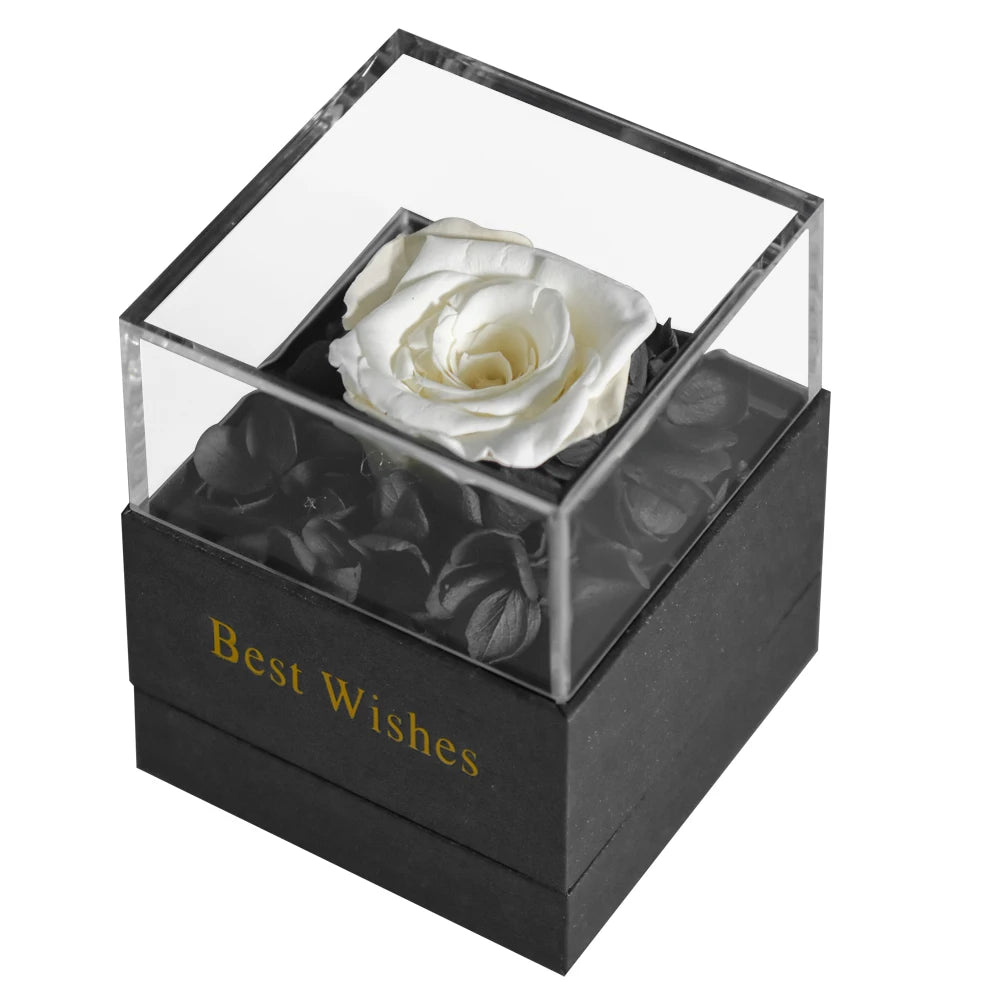 Eternal Rose Preserved Flower Proposal Jewelry Box Earrings Necklace Storage Case Forever Love Wedding Christmas Valentines Gift