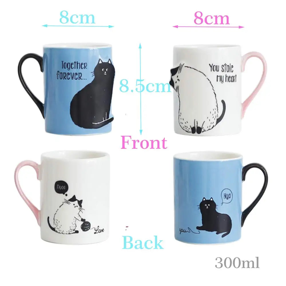 2pcs Ceramics Kiss Cat Cup Couple Mugs Lover Gift Morning  Milk Coffee Tea Breakfast Porcelain Cup Valentines Day for girl wife