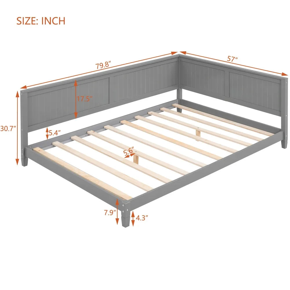 Full Size Wood Daybed Sofa Bed, Gray