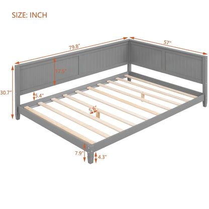Full Size Wood Daybed Sofa Bed, Gray
