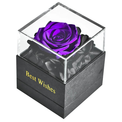 Eternal Rose Preserved Flower Proposal Jewelry Box Earrings Necklace Storage Case Forever Love Wedding Christmas Valentines Gift