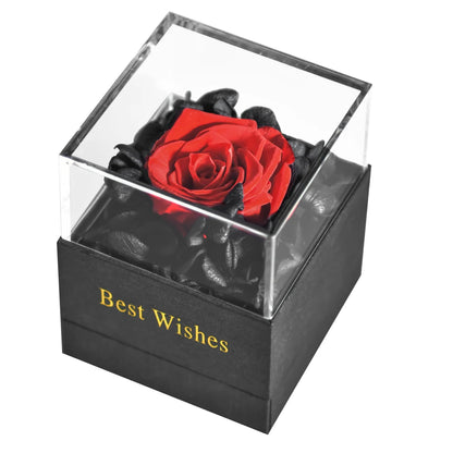 Eternal Rose Preserved Flower Proposal Jewelry Box Earrings Necklace Storage Case Forever Love Wedding Christmas Valentines Gift