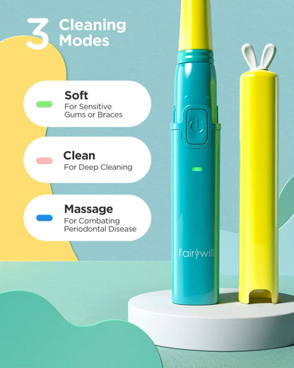 Fairywill 2001 Family Kids Sonic Electric Toothbrush Rechargeable Soft Tongue Cleaner Smart Timer and 3 Modes 4 Hours Charge