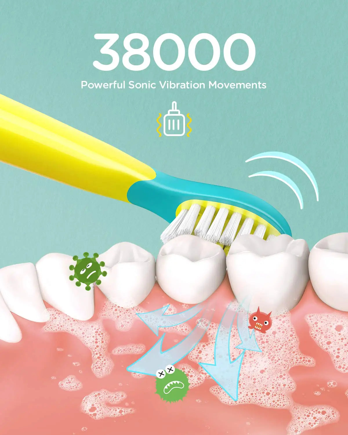 Fairywill 2001 Family Kids Sonic Electric Toothbrush Rechargeable Soft Tongue Cleaner Smart Timer and 3 Modes 4 Hours Charge