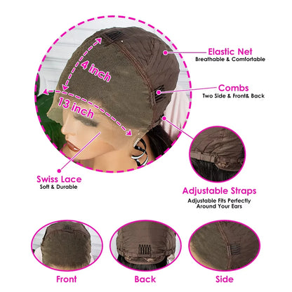 12A Brazilian Remy Human Hair 300% Density Piano Color Bouncy Curly Lace Front Wigs 13x4 Transparent Lace Frontal Long Hair