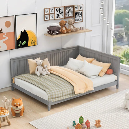 Full Size Wood Daybed Sofa Bed, Gray