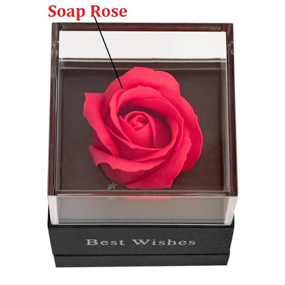 Eternal Rose Preserved Flower Proposal Jewelry Box Earrings Necklace Storage Case Forever Love Wedding Christmas Valentines Gift