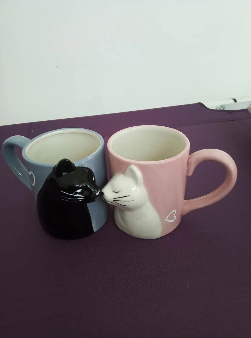 2pcs Ceramics Kiss Cat Cup Couple Mugs Lover Gift Morning  Milk Coffee Tea Breakfast Porcelain Cup Valentines Day for girl wife