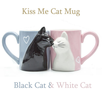 2pcs Ceramics Kiss Cat Cup Couple Mugs Lover Gift Morning  Milk Coffee Tea Breakfast Porcelain Cup Valentines Day for girl wife