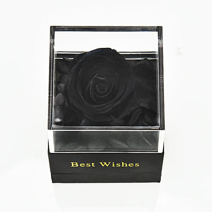 Eternal Rose Preserved Flower Proposal Jewelry Box Earrings Necklace Storage Case Forever Love Wedding Christmas Valentines Gift