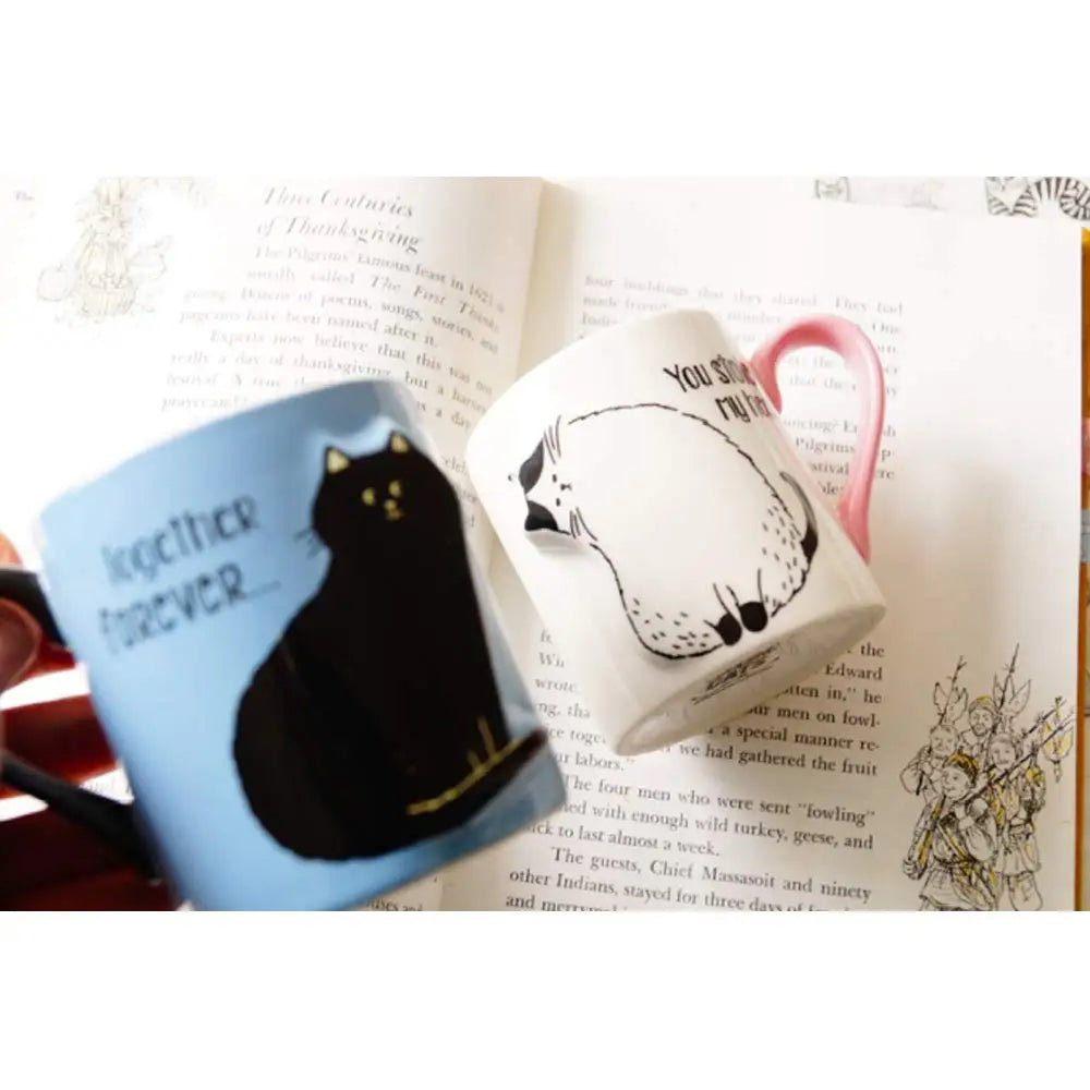 2pcs Ceramics Kiss Cat Cup Couple Mugs Lover Gift Morning  Milk Coffee Tea Breakfast Porcelain Cup Valentines Day for girl wife