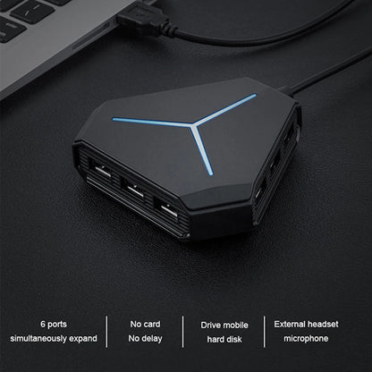 USB Hub USB 3.0 Hub USB Splitter Multi USB 2.0/3.0 Card Reader Headphone microphone Jack 6 Ports Hub For Desktop PC Notebook