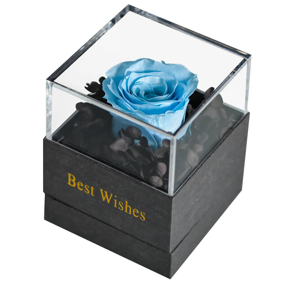 Eternal Rose Preserved Flower Proposal Jewelry Box Earrings Necklace Storage Case Forever Love Wedding Christmas Valentines Gift